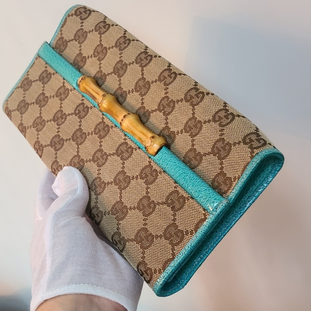 Gucci Monogram Bamboo Bar Clutch / Crossbody - Picture 3 of 15